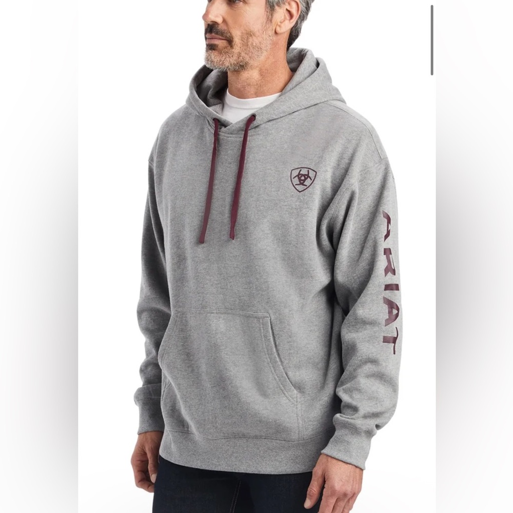 Ariat heather Gray maroon Men's Hoodie small like new